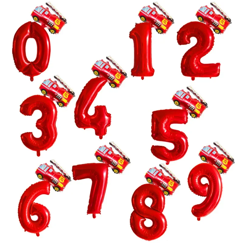 Heavy Equipment Birthday Theme - 2 szt. 32-calowe czerwone balony z