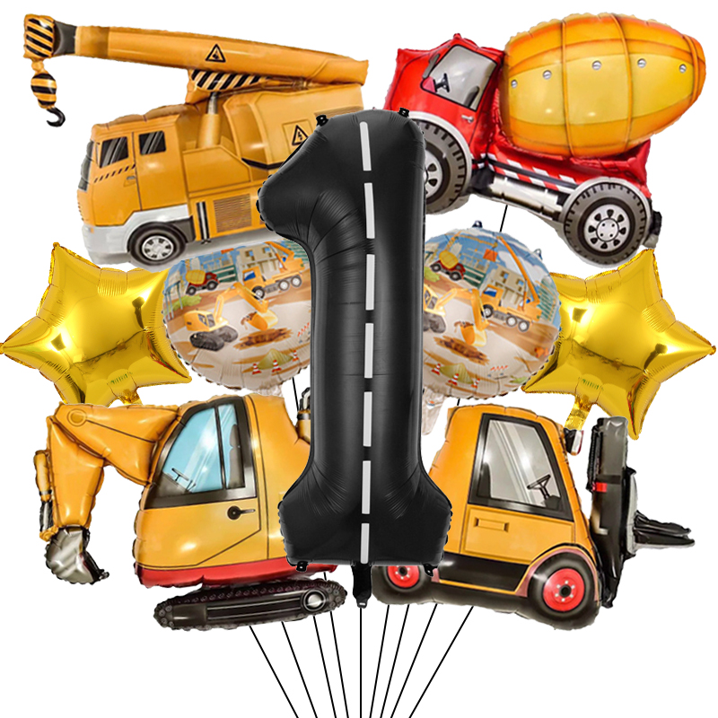9 sztuk/1 zestaw pojazd budowl – Heavy Equipment Birthday Theme recenzja i cena
