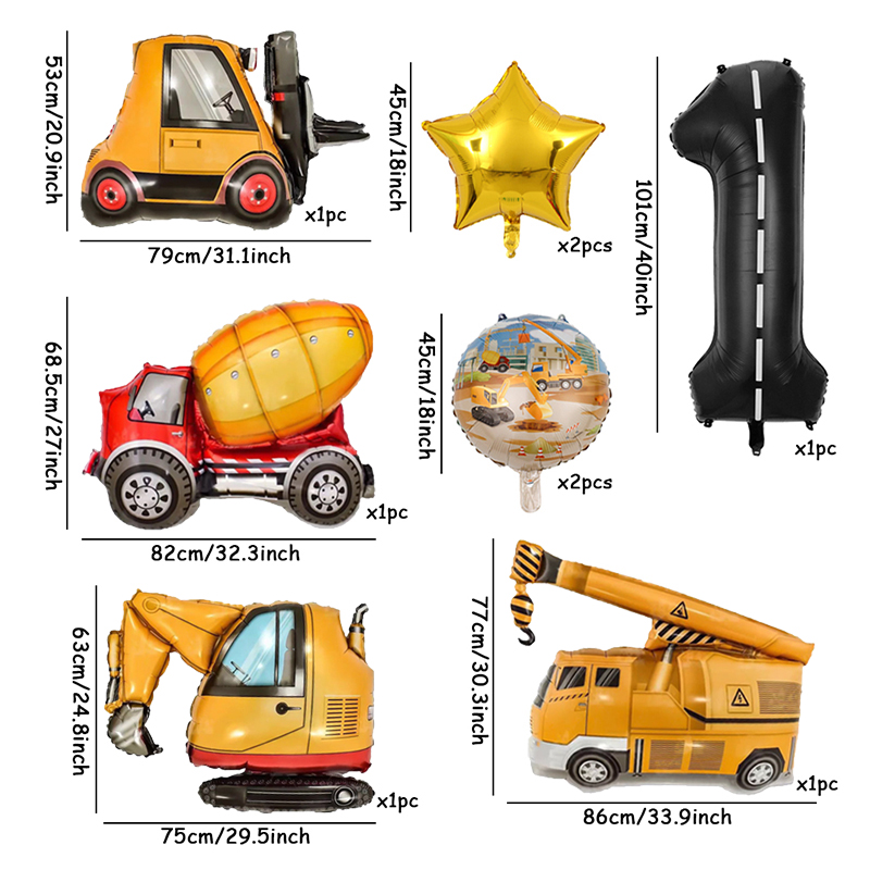 9 sztuk/1 zestaw pojazd budowl – Heavy Equipment Birthday Theme recenzja i cena
